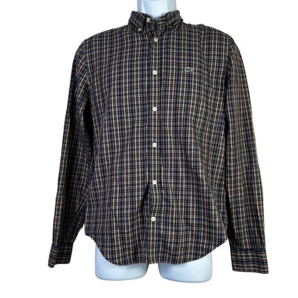 Lacoste Men's Casual Shirt button Down Plaid Size 38